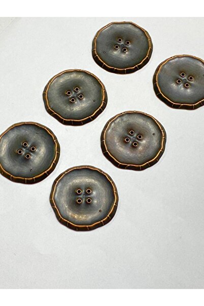 karantuhafiye İtalyan Kaban Hırka Düğmesi / 6 lı set / 4 cm / Bakır Vintage / m03254