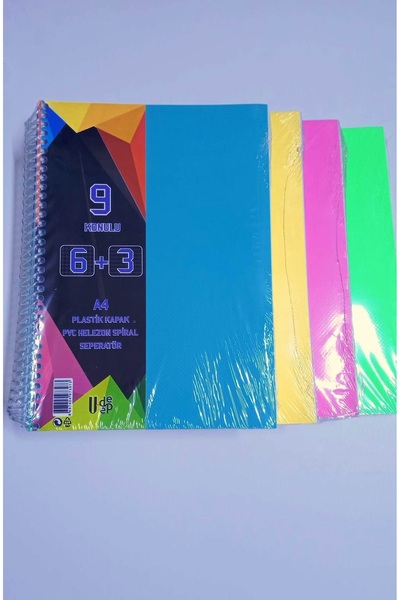 HOBBYRONS A4 Büyük Boy 9 Konulu 270 Yaprak Ayraçlı Spiralli Plastik Kapaklı 6...