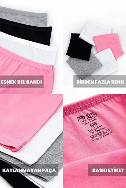 Öts Premium 5’li Kız Çocuk Boxer - Hediye Kutulu, Pamuklu Kumaş, Ultra Yumuşak Esnek Kalıp Etiketsiz