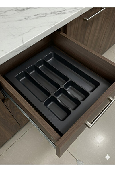 GörSeç Organizator pentru sertar negru 37x49 cm, suport pentru tacâmuri 37 cm, suport pentru linguriță 37 cm (poate fi tăiat până la 33x40 cm)