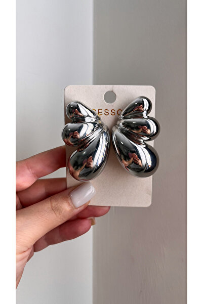 luxyansımalar Silver Color Big Drop Earrings