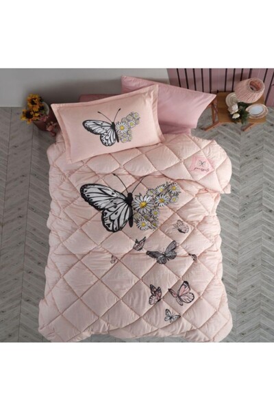 Clasy Single Ranforce Youth Pattern Quilt Set Daisy Love V2 Salmon
