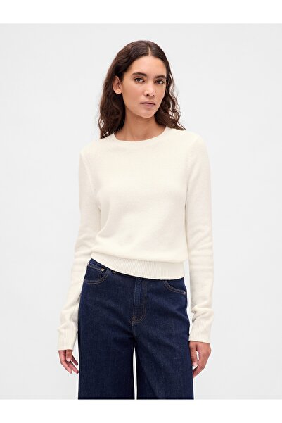 GAP Kadın Kırık Beyaz CashSoft Bisiklet Yaka Kazak