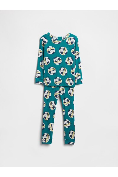GAP Bebek Yeşil %100 Organik Brushed Pamuk Pijama Takımı