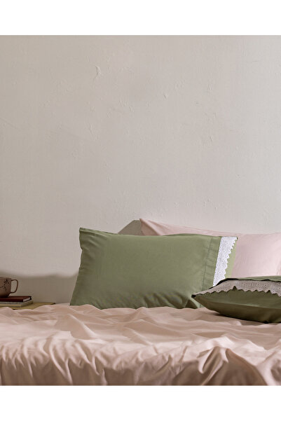 Madame Coco Fleuve 100% Cotton 2-Piece Pillowcase - Khaki