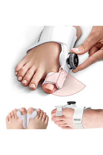 StartONTeam Corector de bunion Tech Love, pentru repoziționarea degetului mare de la picior și a haluxului valgus, reglabil, alb