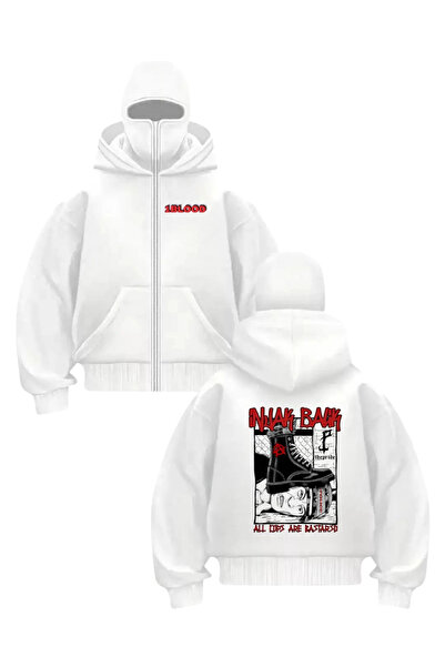 1blood سترة كارديجان للجنسين مطبوعة بنمط رسومي أبيض اللون