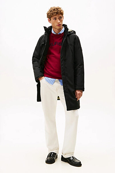 Tommy Hilfiger سترة رجالية تقنية بقلنسوة وعزل حراري - أسود