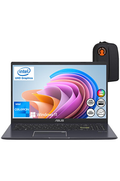 ASUS Vivobook Go 15 Celeron N4500 4GB RAM 256GB SSD 15.6" FHD W11 Taşınabilir Bilgisayar+DJT Çanta