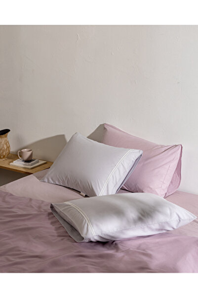 Madame Coco Modena 100% Cotton 2-Piece Pillowcase - Gray/White