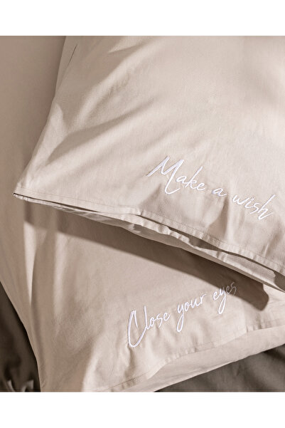 Madame Coco Soleil 100% Cotton 2-Piece Pillowcase - Beige/White