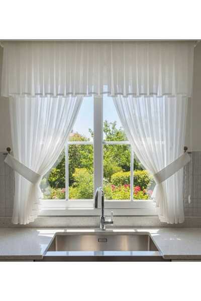 TULUM'S Farbela Detailed Bamboo Kitchen and Room Tulle Does Not Need Ironing (1/3 Frequently Washed)