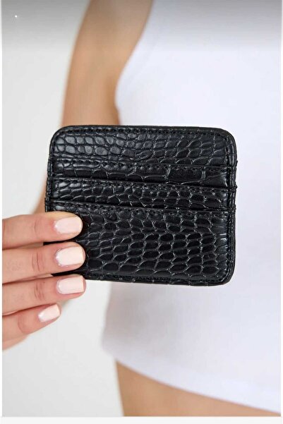 Uzs pace Μαύρο εφέ δέρματος Γυαλιστερό Μίνι Θήκη Κάρτας & Πορτοφόλι