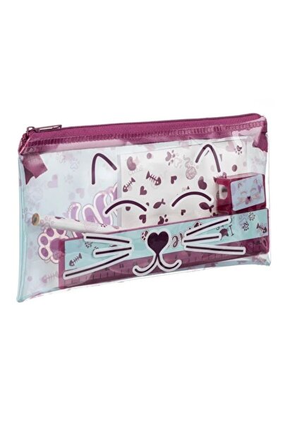 ANTBRO ® Cat School Set — 6 Pieces with Pencil Case, For Girls & Unisex, Cat Design