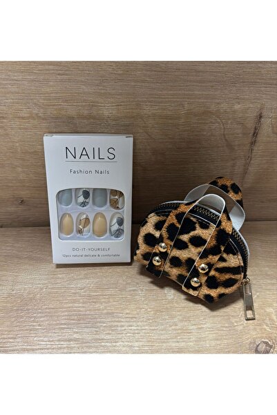 BUCHE Cüzdan Mini Çanta Bozuk Para Çantası Anahtarlık + Nail Art Takma Tırnak...