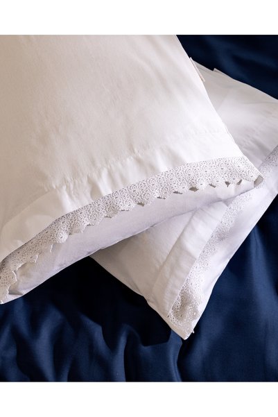 Madame Coco Fleuve 100% Cotton 2-Piece Pillowcase - White