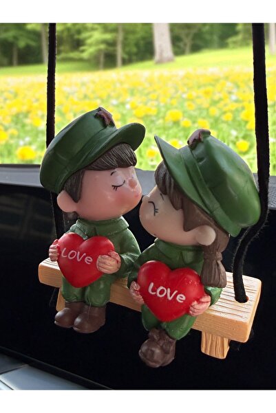 sudora إكسسوار سيارة رومانسي للأزواج - تمثال زخرفي مكتوب عليه I Love You - 5 سم