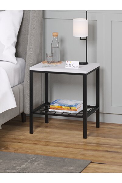 urs furnature Metal Ayaklı Tel Raflı Komodin Başucu Komodin