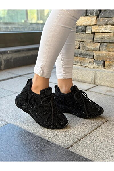 LABRONA Kadın Desenli Taş Detaylı Yüksek Tabanlı Yürüyüş Ayakkabısı