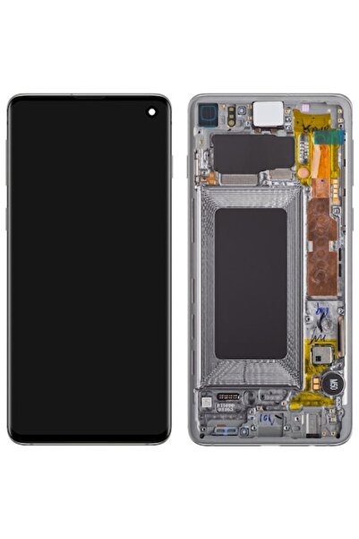 Samsung Display - Touchscreen Galaxy S10 G973 with Frame, Silver (Prism White...