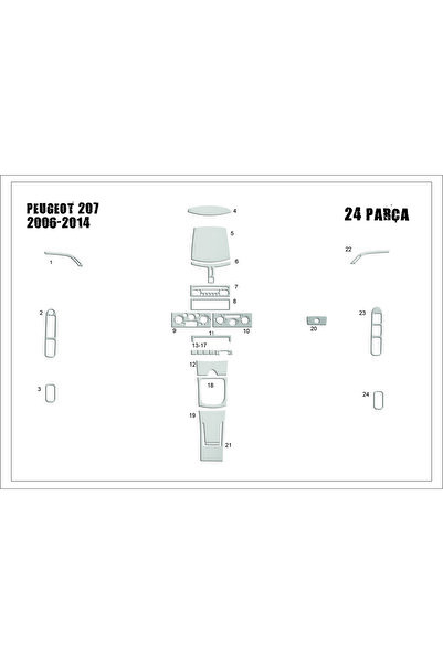 Marscockpitdesign غطاء كونسول وصندوق السيارة لبيجو 207 موديل 2007، 27 قطعة