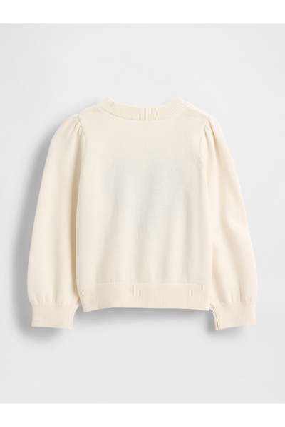 GAP Kız Bebek Kırık Beyaz Puff-Sleeve Kazak