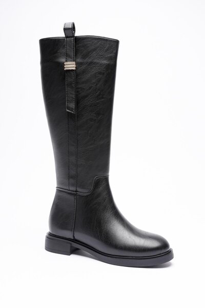 Mubiano Dámské kožené boty na zip se zlatými doplňky černé Ferina