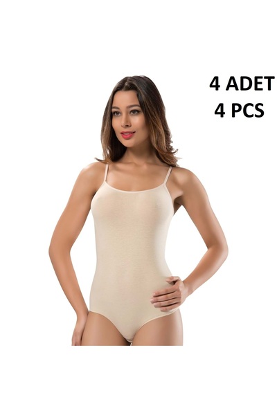 Belinay Women's String Strap 47% Modal 47% Cotton 6% Elastane Hooked 4-Piece Bodysuit