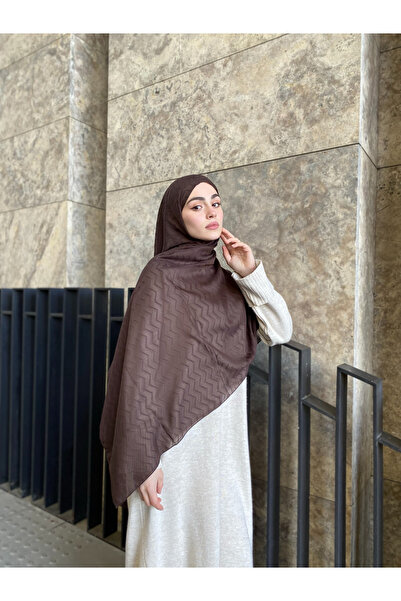 MENESSA Bambu Jakar Şal Meltem Desen Acı Kahve