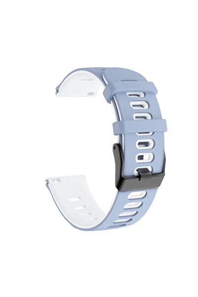 Choice سوار معصم أزرق أبيض مقاس 22 مم 20 حزام ساعة من السيليكون الناعم مقاس 2...