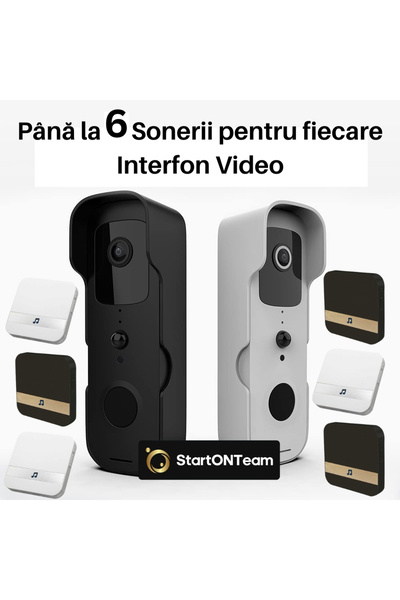 StartONTeam Indoor Doorbell, WiFi Video Intercom Receiver, 52 Melodies Black