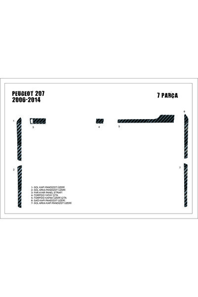 Marscockpitdesign شريطات أبواب بيجو 207 2007 - 7 قطع