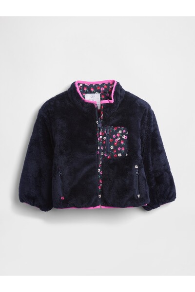 GAP Kız Bebek Lacivert Lightweight Sherpa Reversible Mont