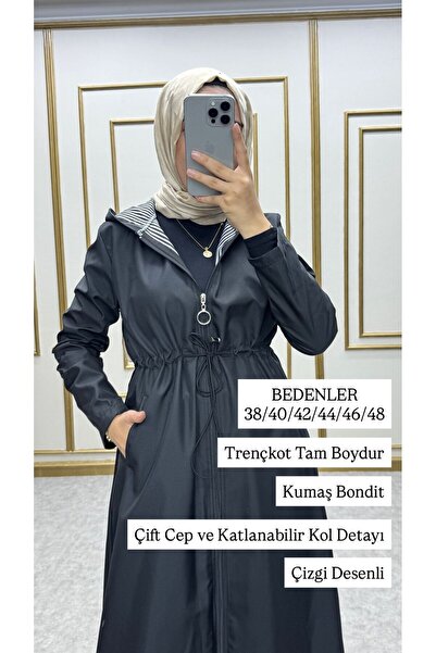 NİLNUR MODA MİSS DESENLİ UZUN TRENÇKOT