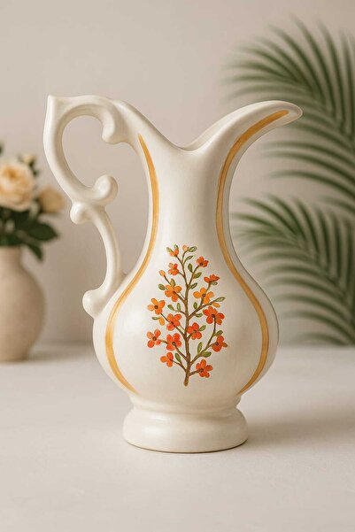 Sarisa Vază decorativă din ceramică pictată manual cu 3 fețe cu modele diferi...