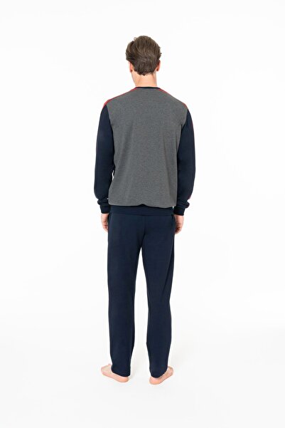 U.S. Polo Assn. 18939 Men's Anthracite Melange Round Neck Long Sleeve Pajama Set