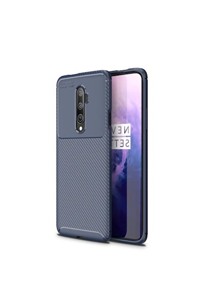 SOHO Carcasă compatibilă cu OnePlus 7T Pro, material silicon cu inserții de carbon, albastru închis