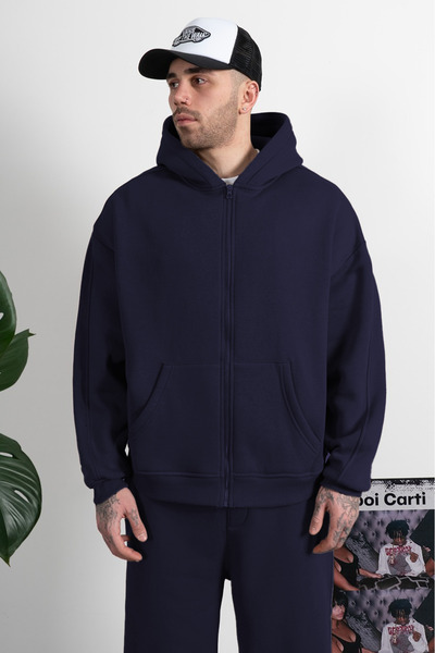 BARLİZ سترة رياضية رجالية فضفاضة وواسعة بغطاء للرأس