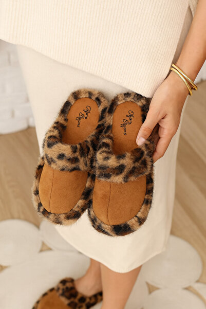 Behtah Kundura Dar Kalıp Kadın Tüylü Ev Terliği Sesiz Taban Sıcak Şık Tasarım