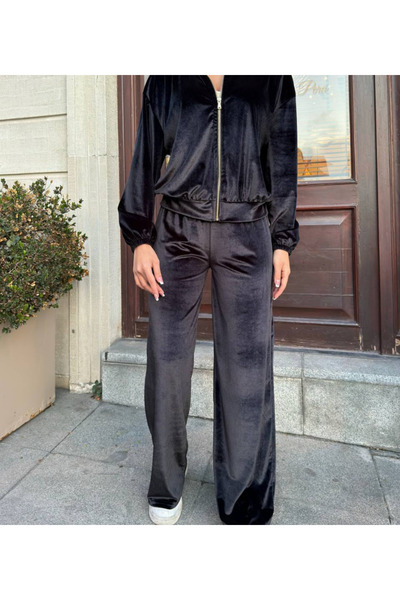 MODAMİNEM Set de trening din catifea cu fermoar pentru femei