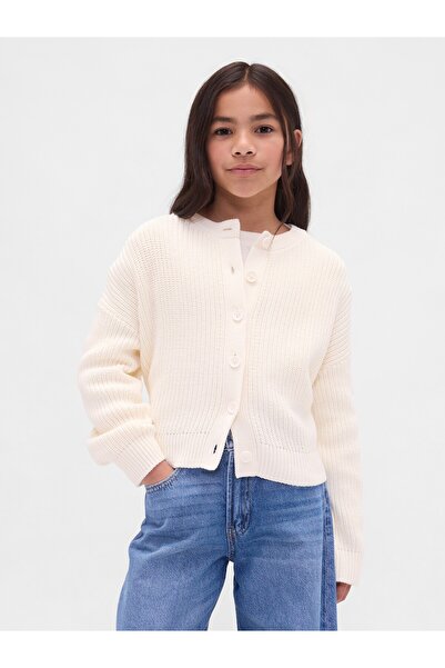 GAP Kız Çocuk Kırık Beyaz Oversize Hırka