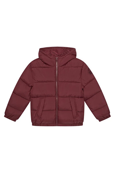 United Colors of Benetton Χοντρό παλτό με κεντημένο λογότυπο μπορντό για αγόρι
