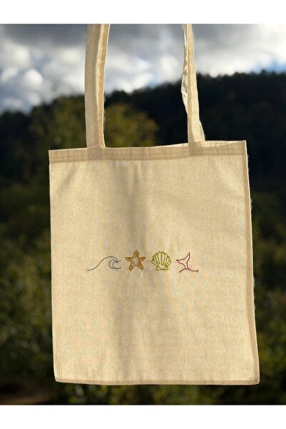 Bestofcase Mini Sea Urchin Hand Embroidered Raw Linen Bag