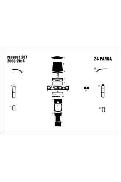 Marscockpitdesign غطاء كونسول وصندوق السيارة لبيجو 207 موديل 2007، 27 قطعة