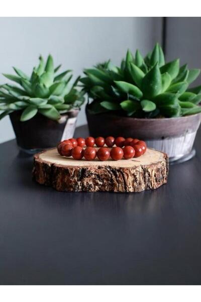 The Magıc of Healıng Natural Stone Red Jasper Stone Unisex Bracelet (a Quality)