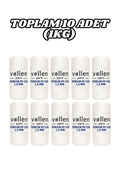vollen yarn Polyester Makrome İpi 1.5 mm 100 g 150 m – 10’lu Paket, Supla ve ...