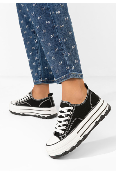 B T Shoes Γυναικεία πανινα πλατφόρμες Zenoria μαύρα