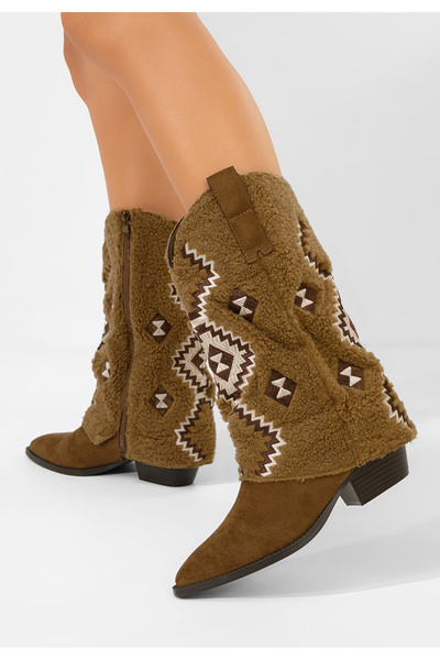 B T Shoes Μπότες με χοντρό τακούνι Cloria χακι