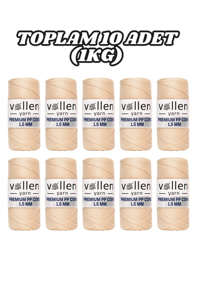 vollen yarn Polyester Makrome İpi 1.5 mm 100 g 150 m – 10’lu Paket, Supla ve ...
