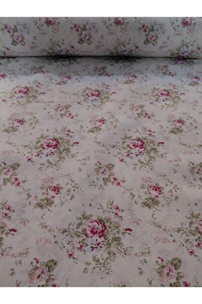 lavivahome Poplin Pamuklu Nostaljik Gül Desenli Nevresimlik Kumaş - Metrelik Kumaş 100x240 CM